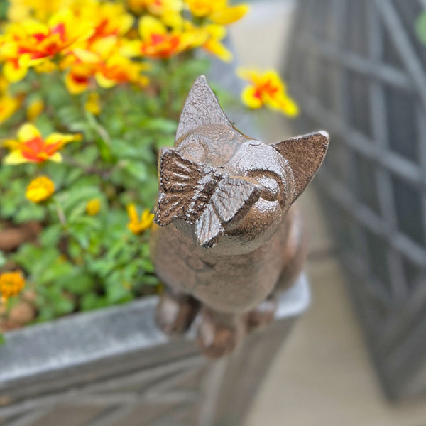 Sitting Cast Iron Cat Garden Animal Ornament