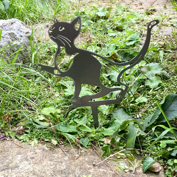 Steel Cat Silhouette Garden Stake Ornament 30cm