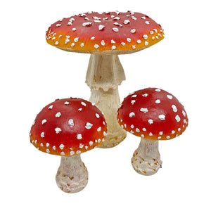Set of 3 Garden Toadstool Mushroom Ornaments