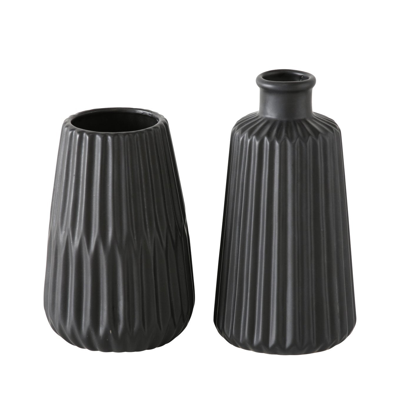 Set 2 Esko Black Ceramic Porcelain Bud Vases