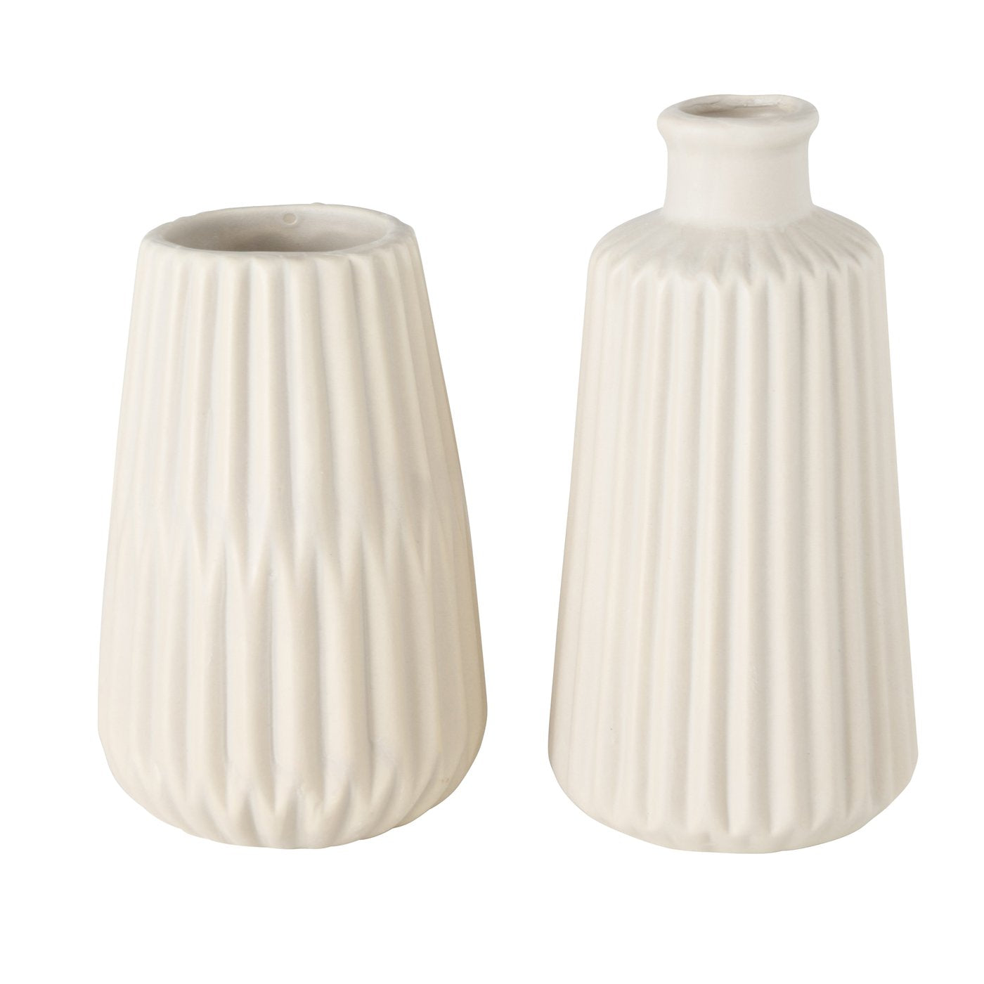 Set 2 Esko Beige Ceramic Porcelain Bud Vases