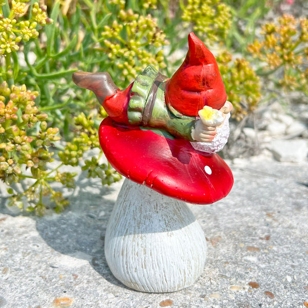 Pair of Mushroom Gnome Garden Ornaments