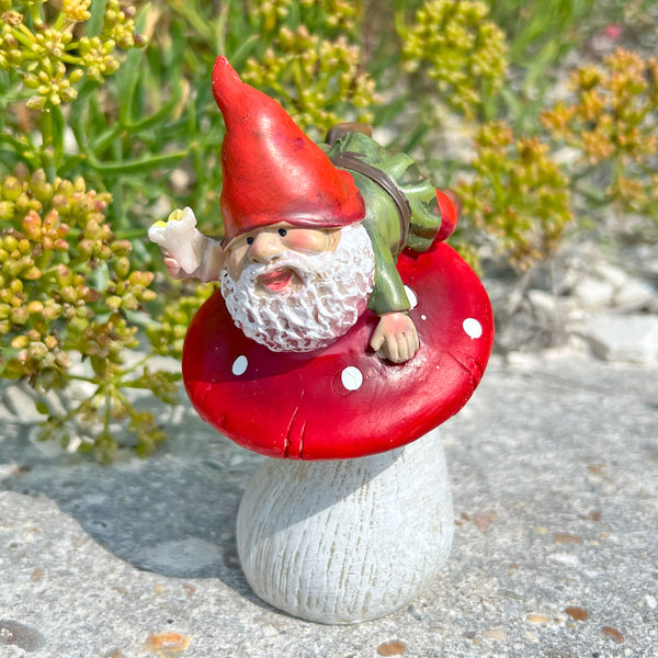 Pair of Mushroom Gnome Garden Ornaments