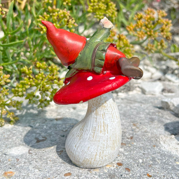 Pair of Mushroom Gnome Garden Ornaments