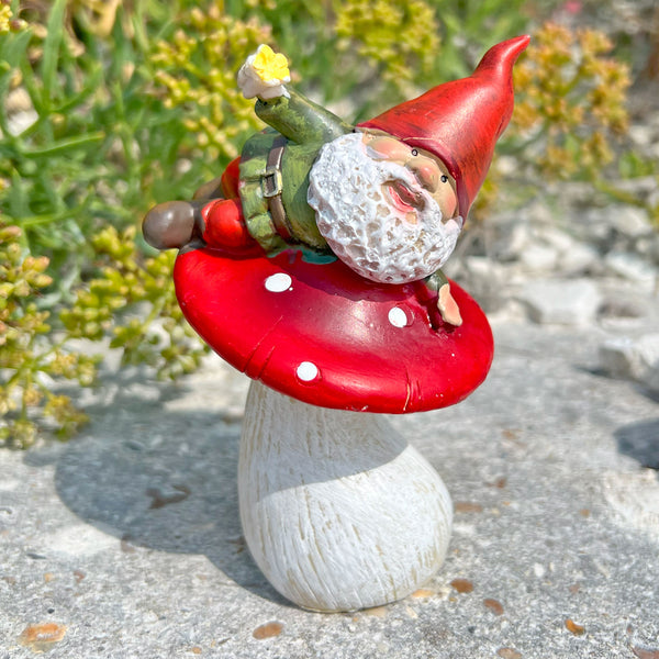 Pair of Mushroom Gnome Garden Ornaments