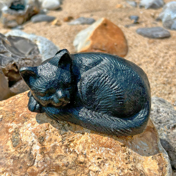 Sleeping Cast Iron Cat Garden Ornament