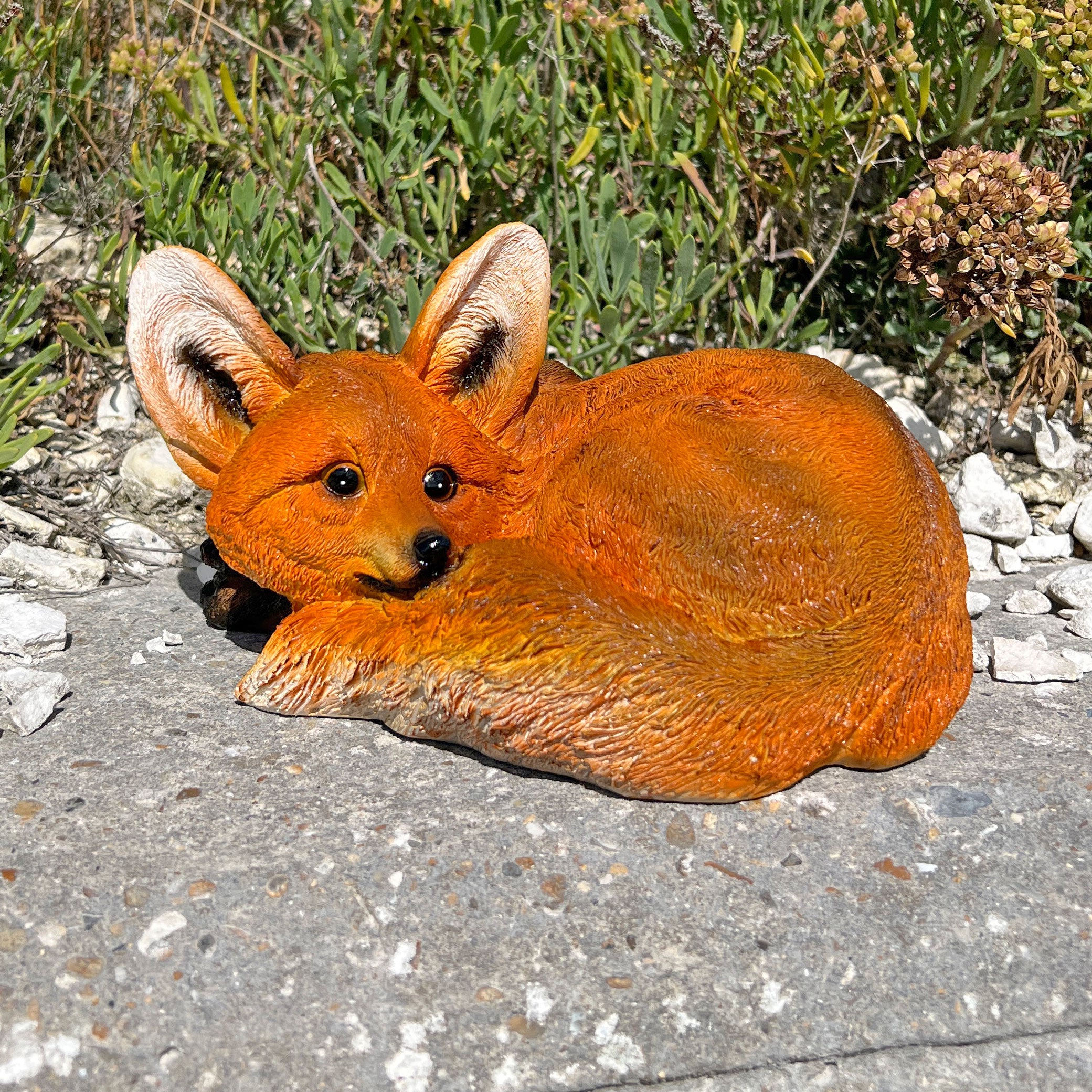 Realistic Laying Red Fox Garden Animal Ornament