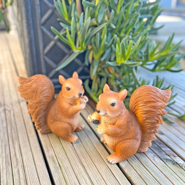 Pair of Realistic Red Squirrel Garden Animal Ornaments