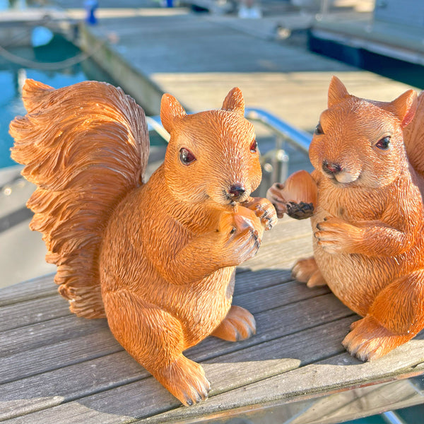 Pair of Realistic Red Squirrel Garden Animal Ornaments