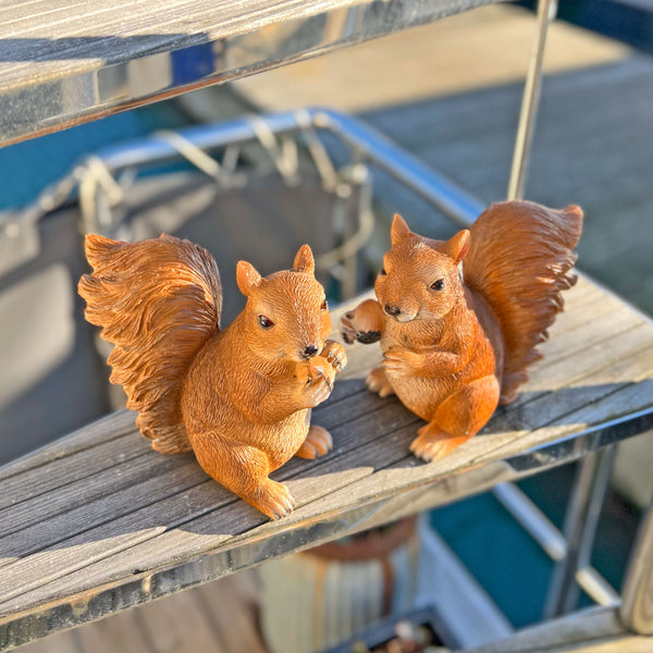 Pair of Realistic Red Squirrel Garden Animal Ornaments