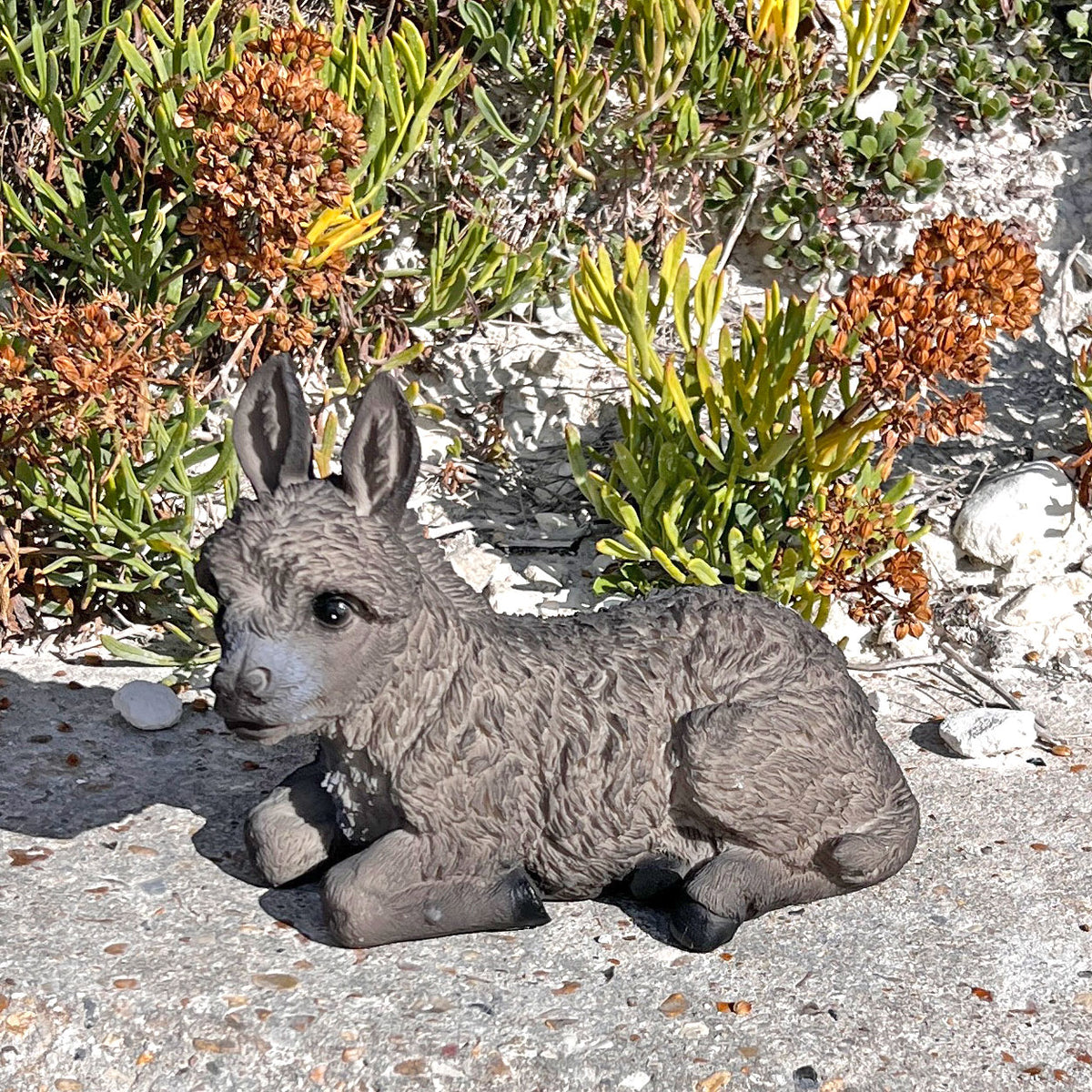 Donkey Garden Ornament Laying Outdoor Animal Statue