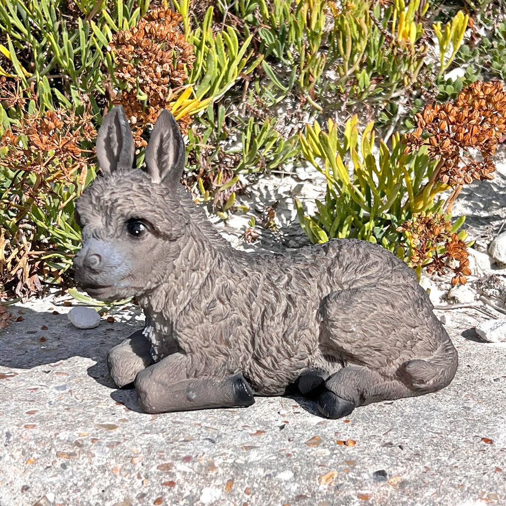 Donkey Garden Ornament Laying Outdoor Animal Statue