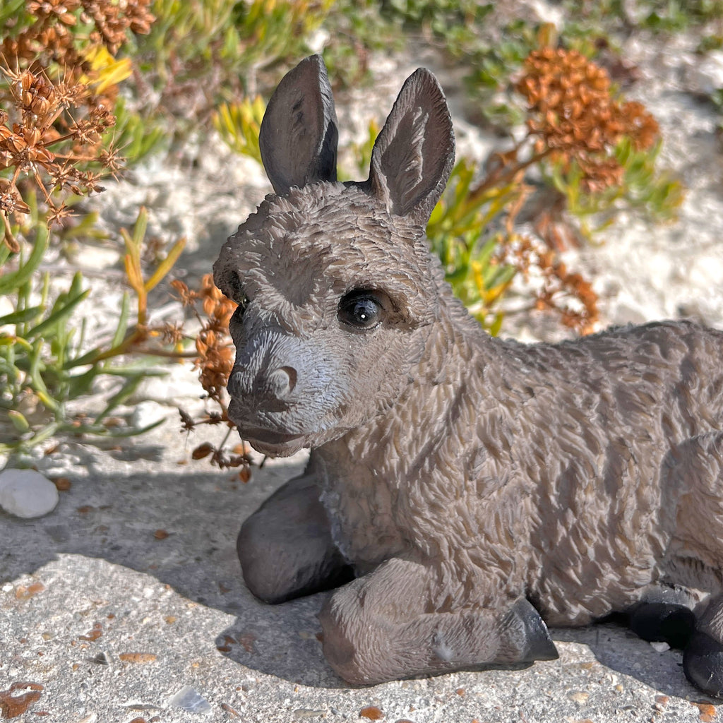 Donkey Garden Ornament Laying Outdoor Animal Statue