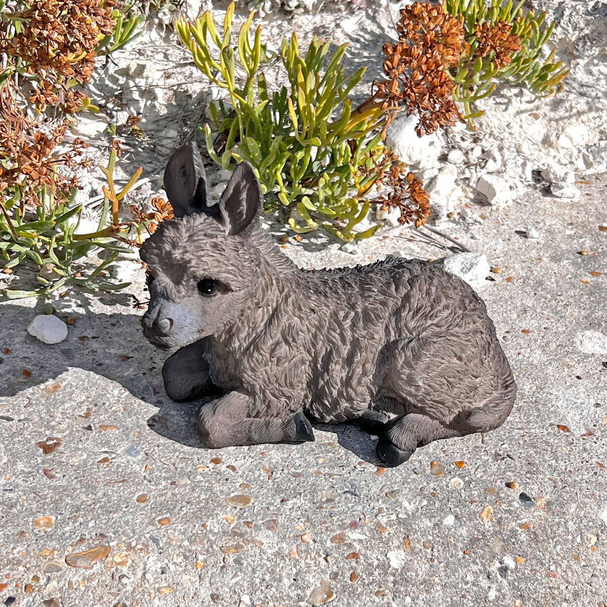 Donkey Garden Ornament Laying Outdoor Animal Statue