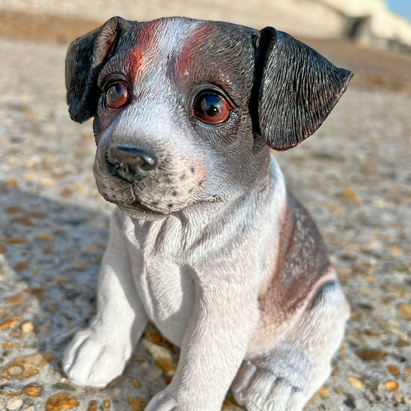 Sitting Black Jack Russell Terrier Puppy Dog Garden Animal Ornament