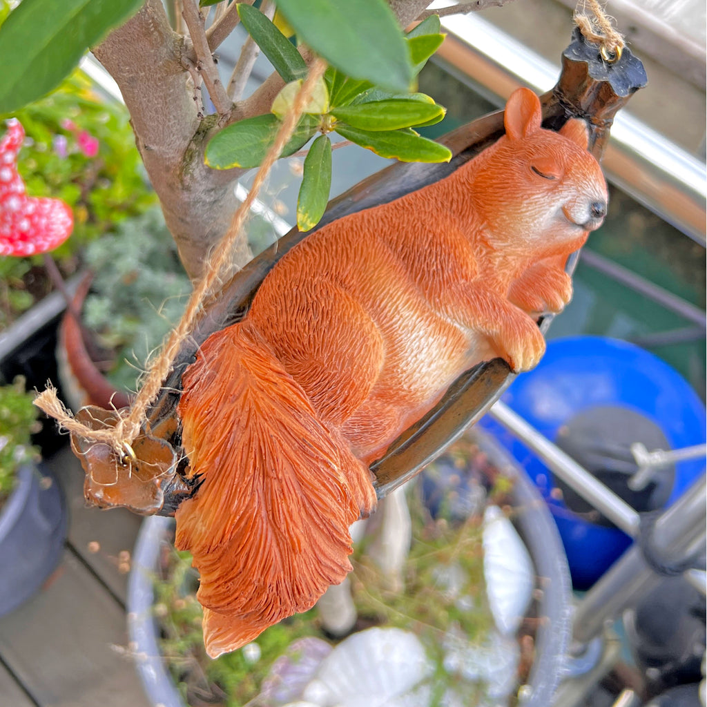 Sleeping Hanging Squirrel Animal Garden Ornament