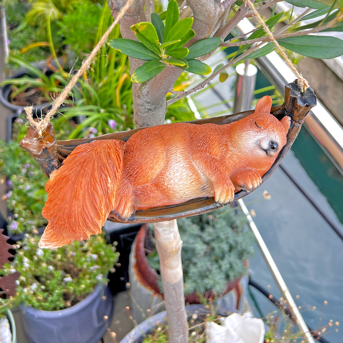 Sleeping Hanging Squirrel Animal Garden Ornament