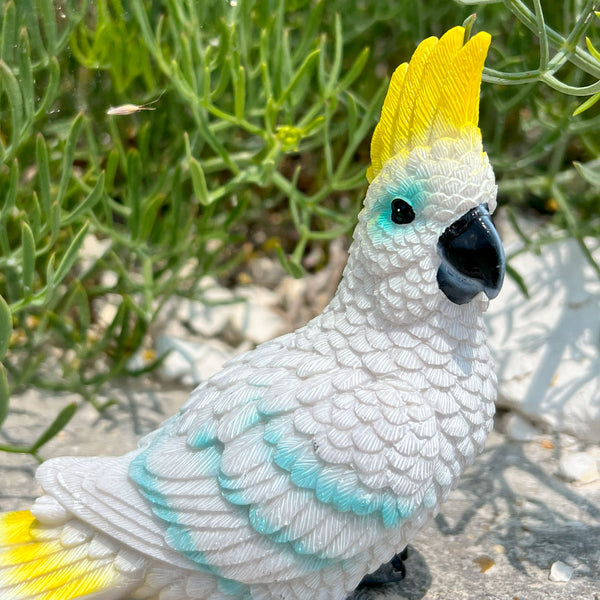 Realistic White Cockatoo Parrot Garden Bird Ornament