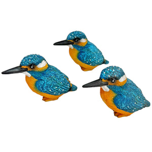 3 Pot Topping Garden Kingfisher Bird Ornaments