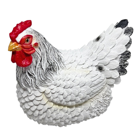 Large white sitting Chicken hen bird garden ornament