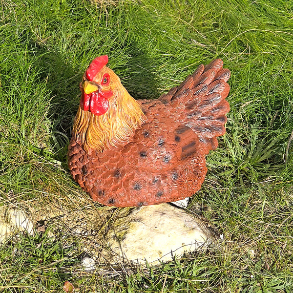 Brown Chicken Garden Statue