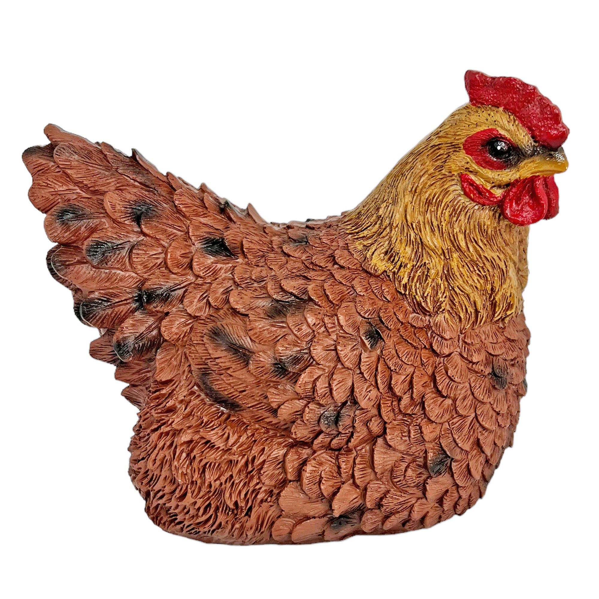 Brown Laying Chicken Garden Ornament