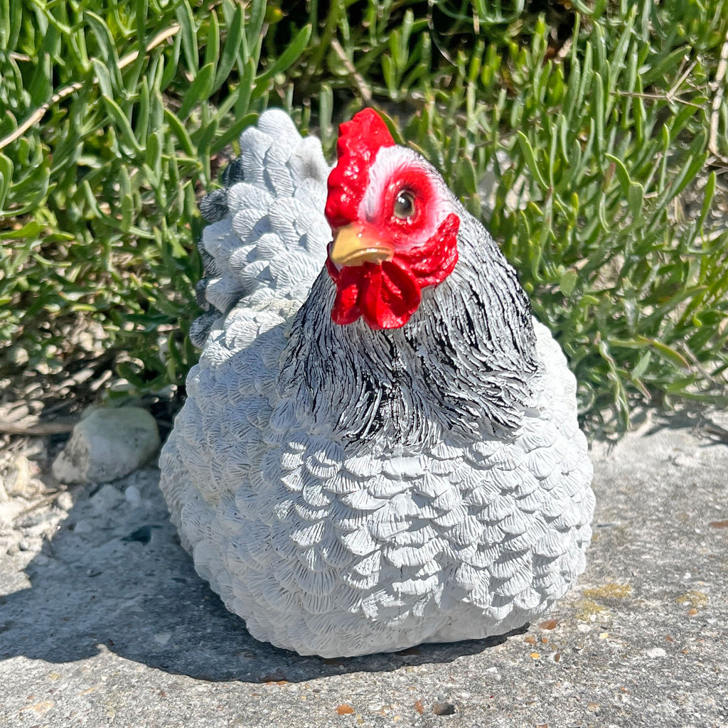 White Chicken Garden Bird Ornament Statue