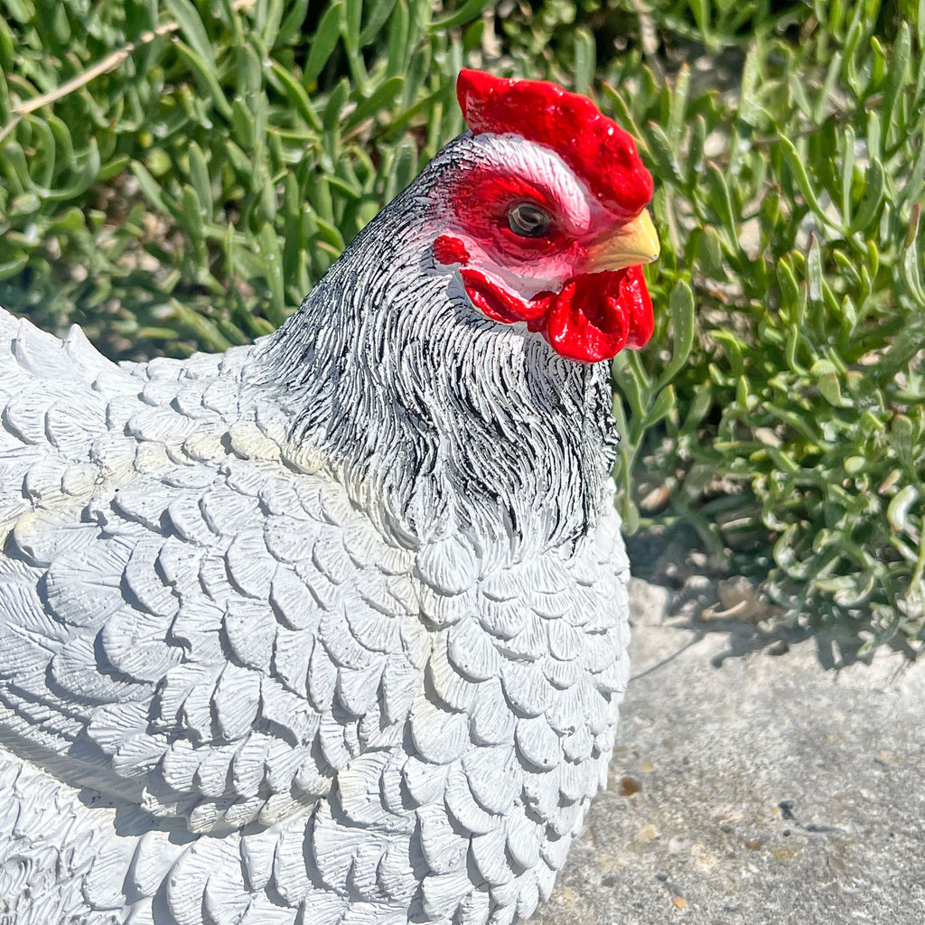 White Chicken Garden Bird Ornament Statue