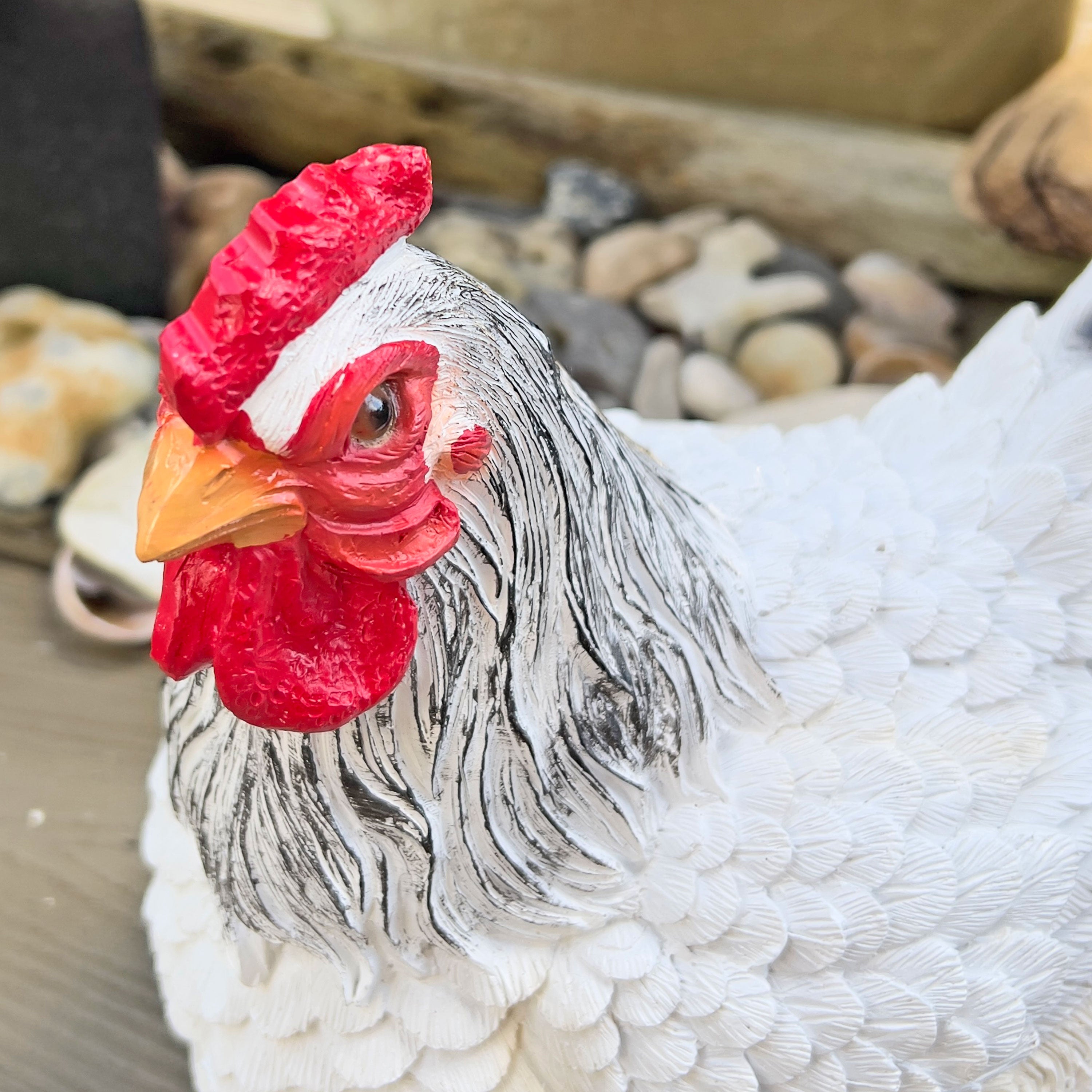 Large Sitting White Chicken Garden Animal Ornament