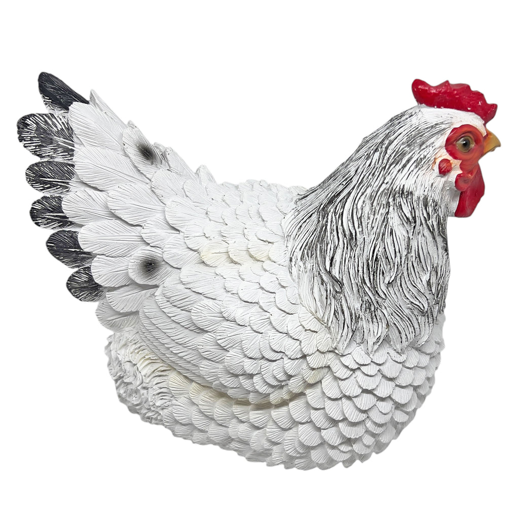 Large Sitting White Chicken Garden Animal Ornament
