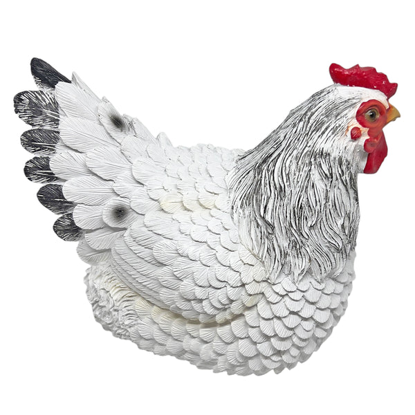 Large Sitting White Chicken Garden Animal Ornament