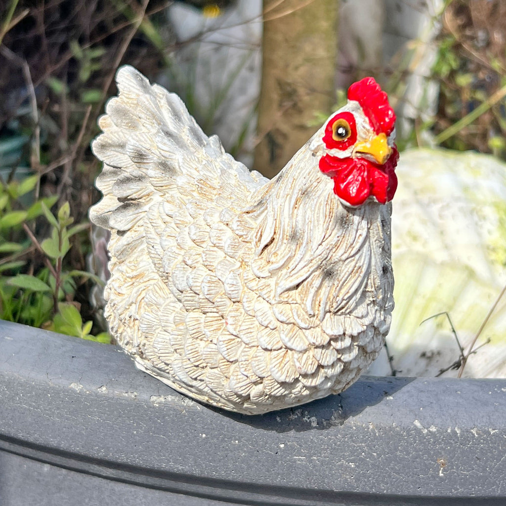 Pair of Pot Topping Chicken Garden Ornaments