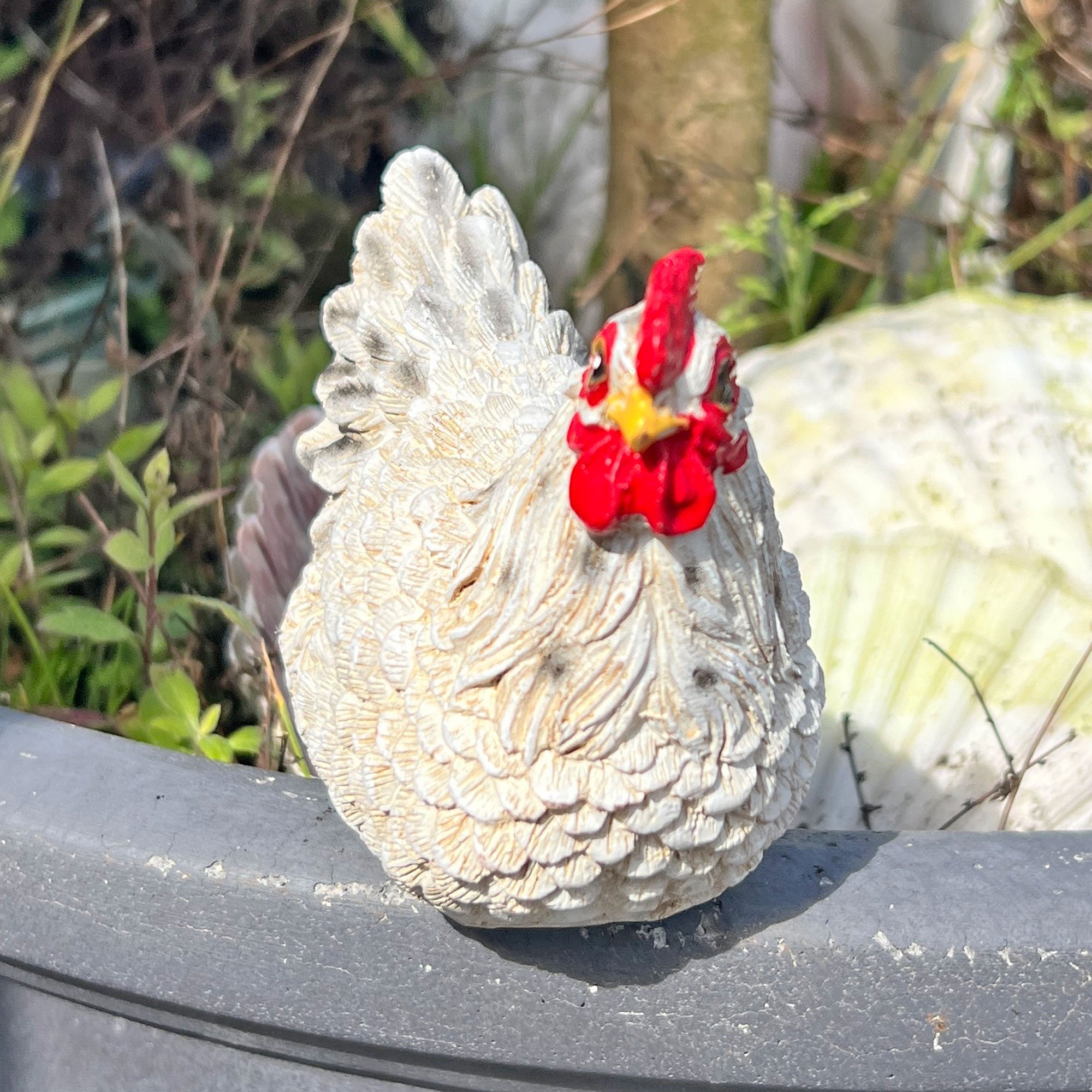 Pair of Pot Topping Chicken Garden Ornaments