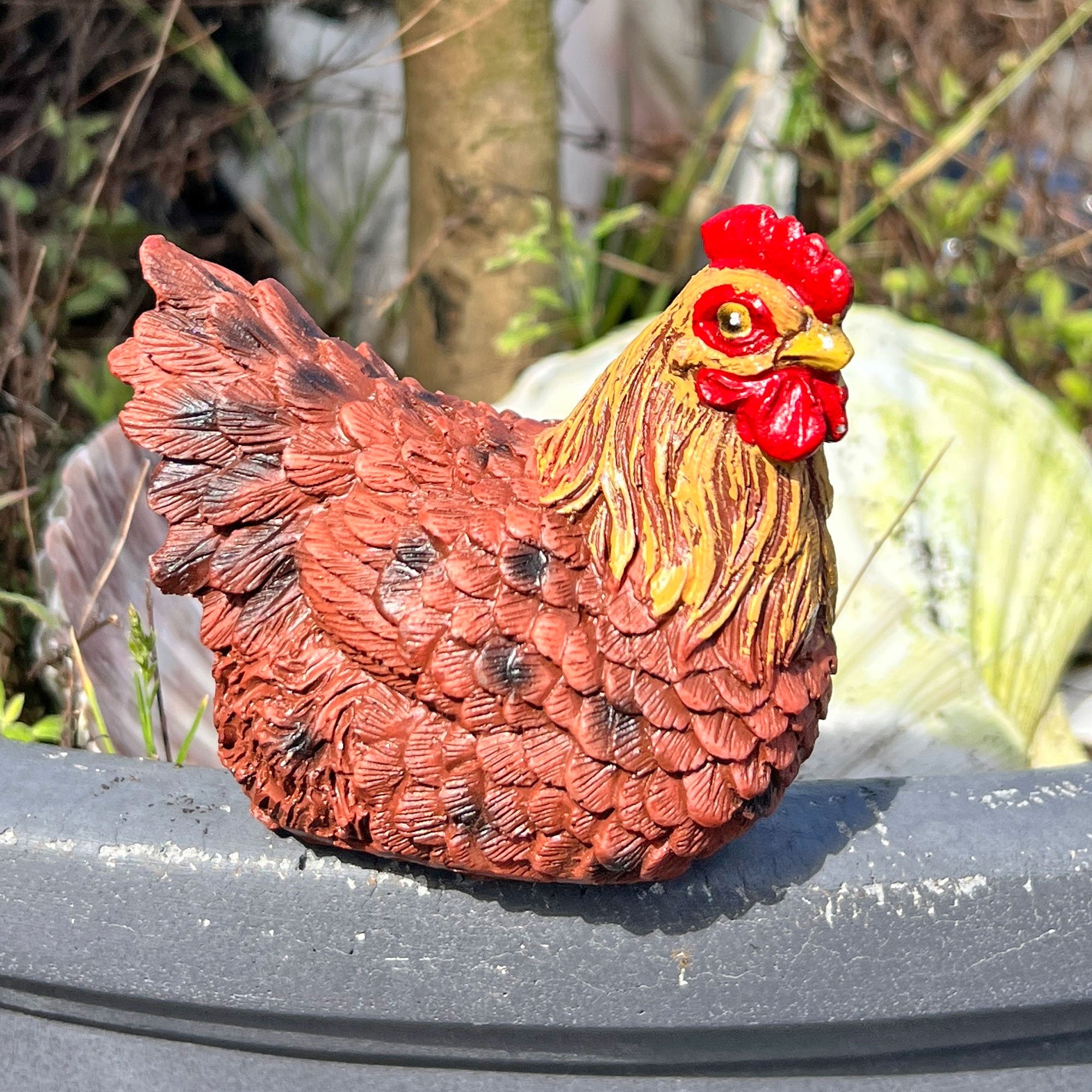 Pair of Pot Topping Chicken Garden Ornaments