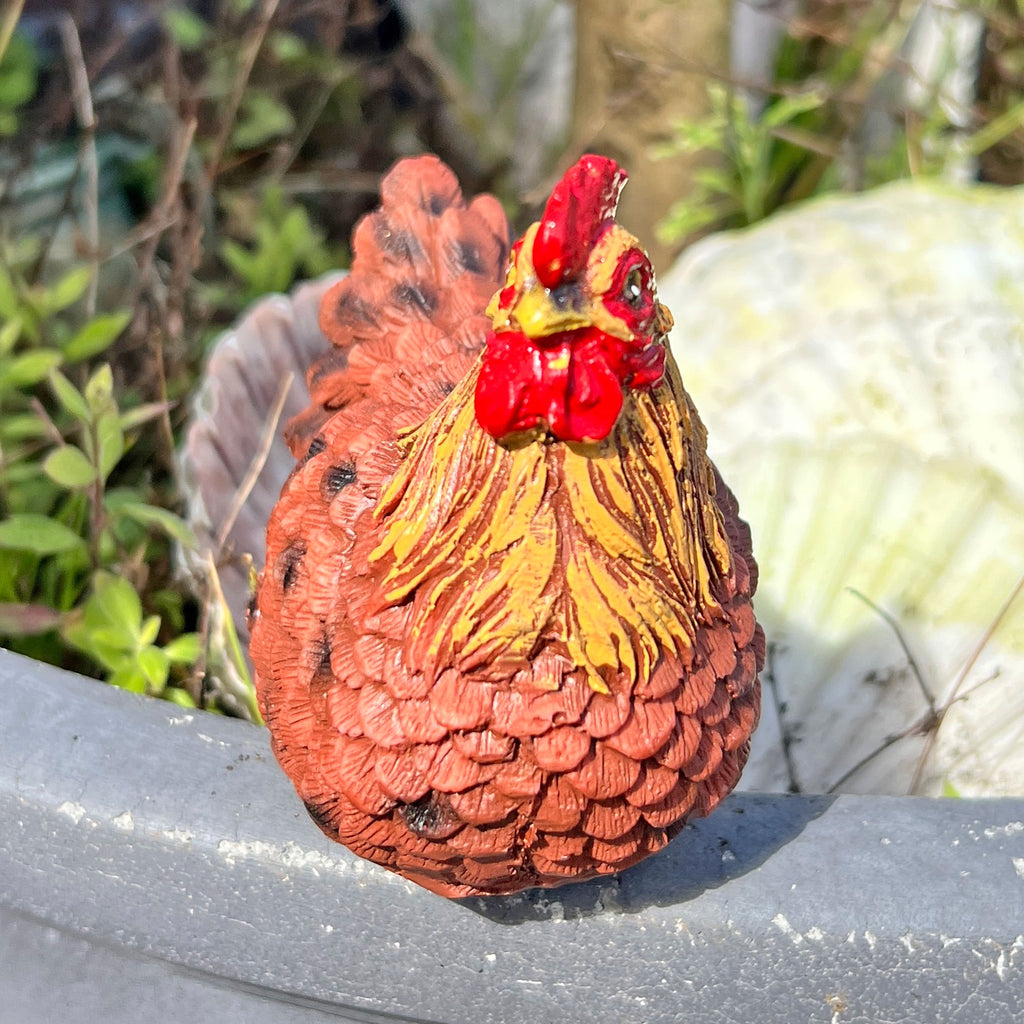 Pair of Pot Topping Chicken Garden Ornaments