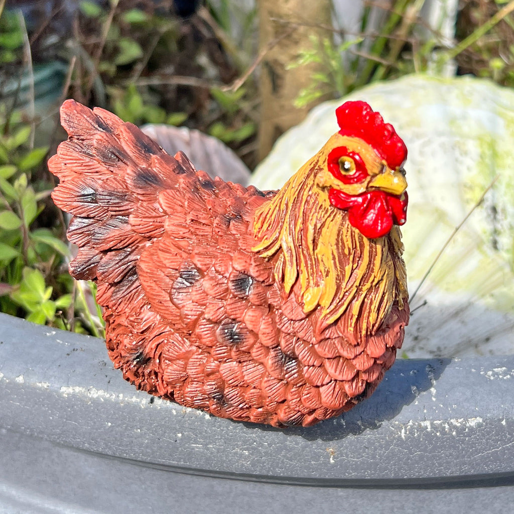 Pair of Pot Topping Chicken Garden Ornaments