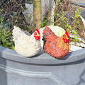 Pair of chicken garden ornaments