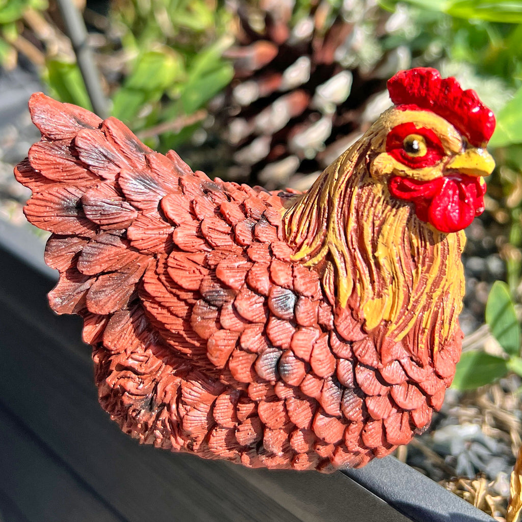 Pair of Pot Topping Chicken Garden Ornaments