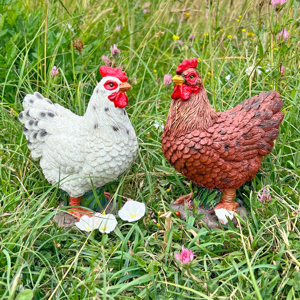 Pair of Garden Chicken Ornaments