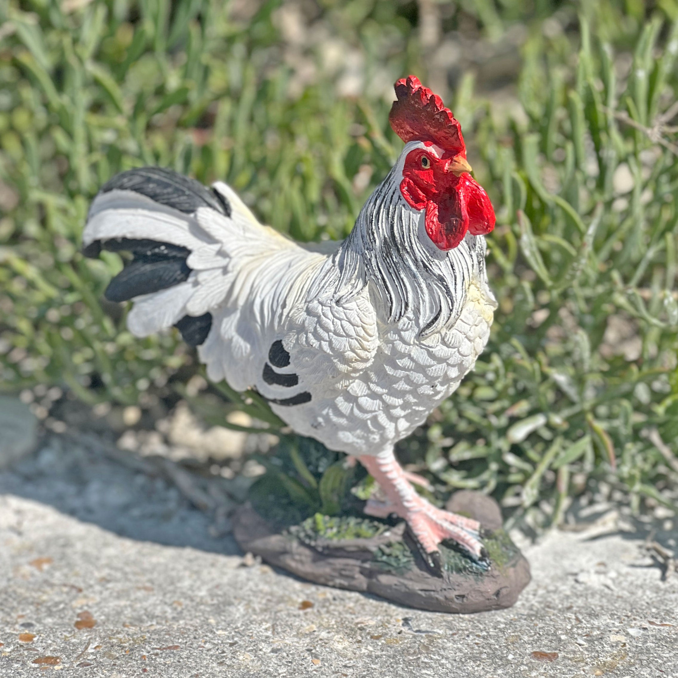 White Cockerel Bird Garden Animal Ornament
