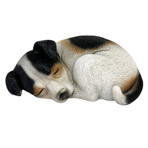 Sleeping Black Jack Russell Dog Garden Ornament