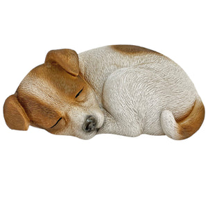 Sleeping Brown Jack Russell Dog Garden Ornament