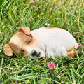 Sleeping Brown Jack Russell Dog Garden Ornament