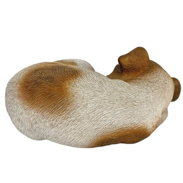 Sleeping Brown Jack Russell Dog Garden Ornament