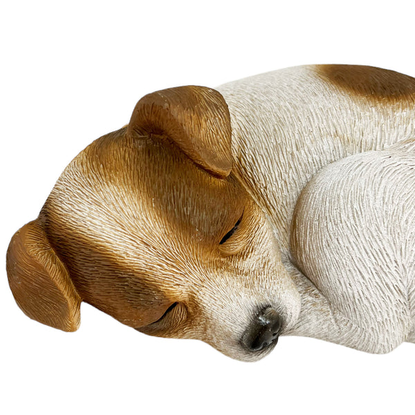 Sleeping Brown Jack Russell Dog Garden Ornament