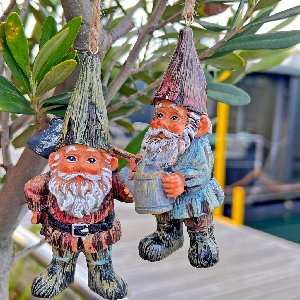 3 Hanging Gnome Ornaments for Garden, Home or Christmas