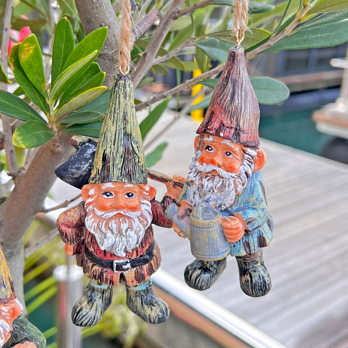 3 Hanging Gnome Ornaments for Garden, Home or Christmas