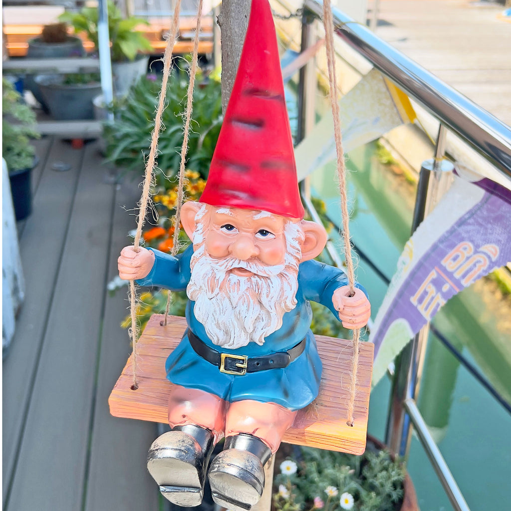Swinging Gnome Hanging Garden Ornament