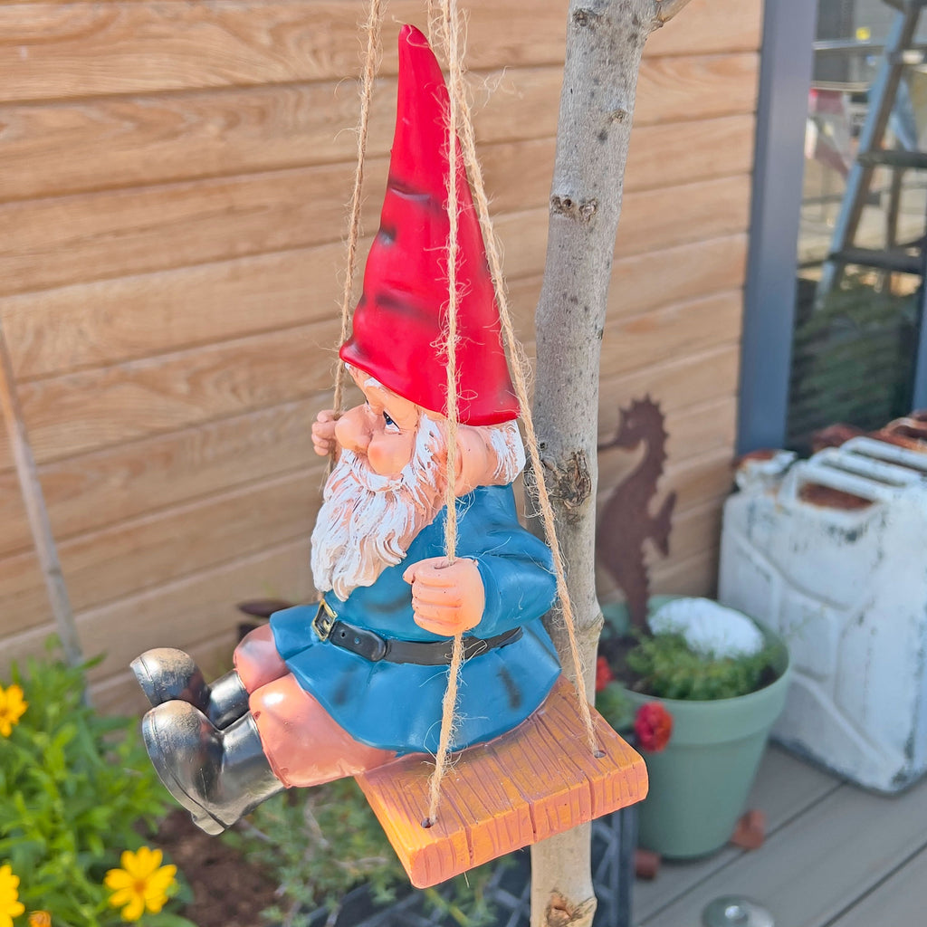 Swinging Gnome Hanging Garden Ornament