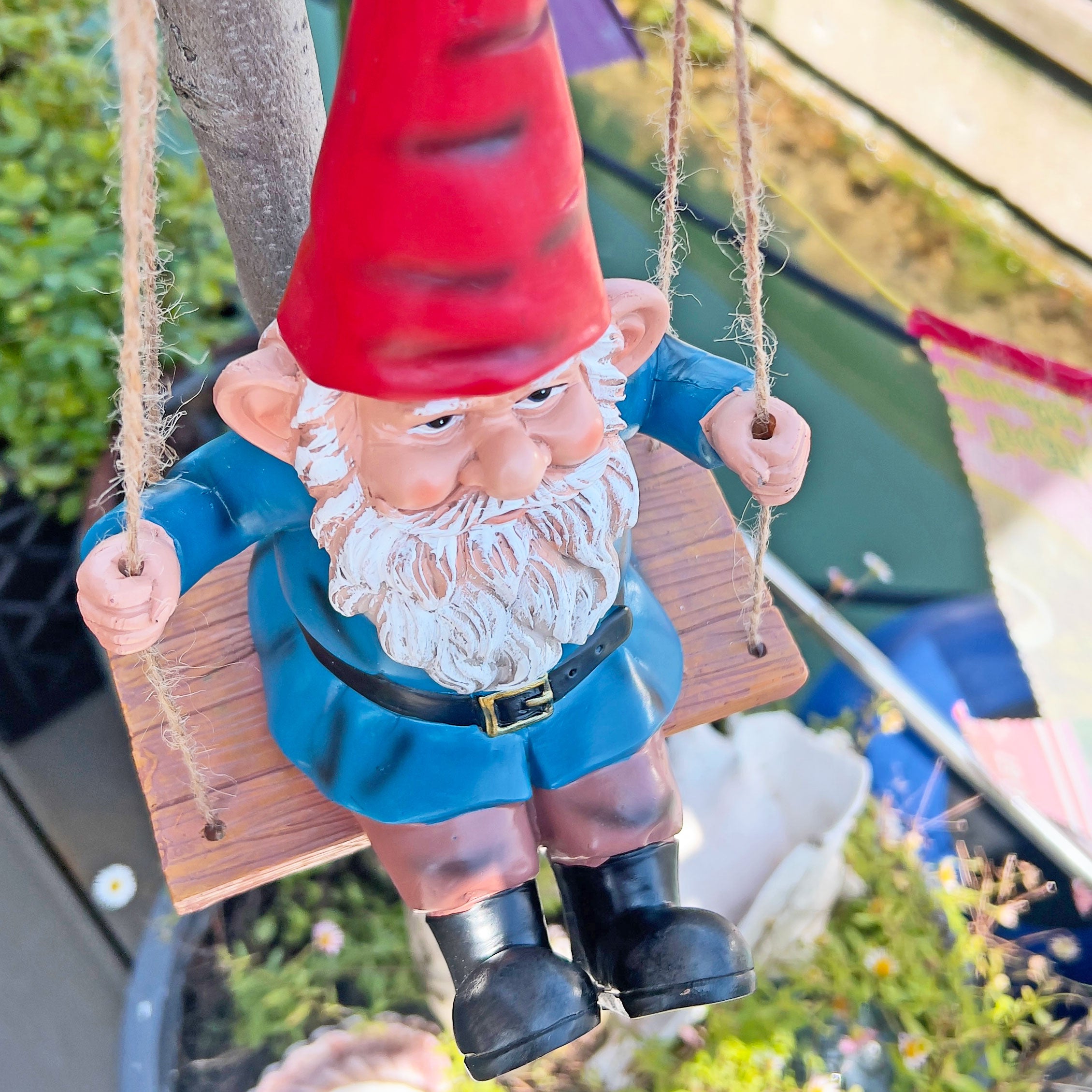 Swinging Gnome Hanging Garden Ornament